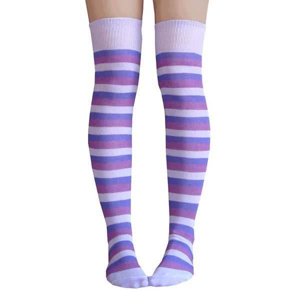 Purple Striped Thigh Highs - Picture 2 of 2
